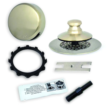 Watco 2.875" SimpliQuick Push Pull Bath Stopper, Grid Strain, Innovator Overflow, Silicone Pin, Nickel 958700-PP-BN-G-47